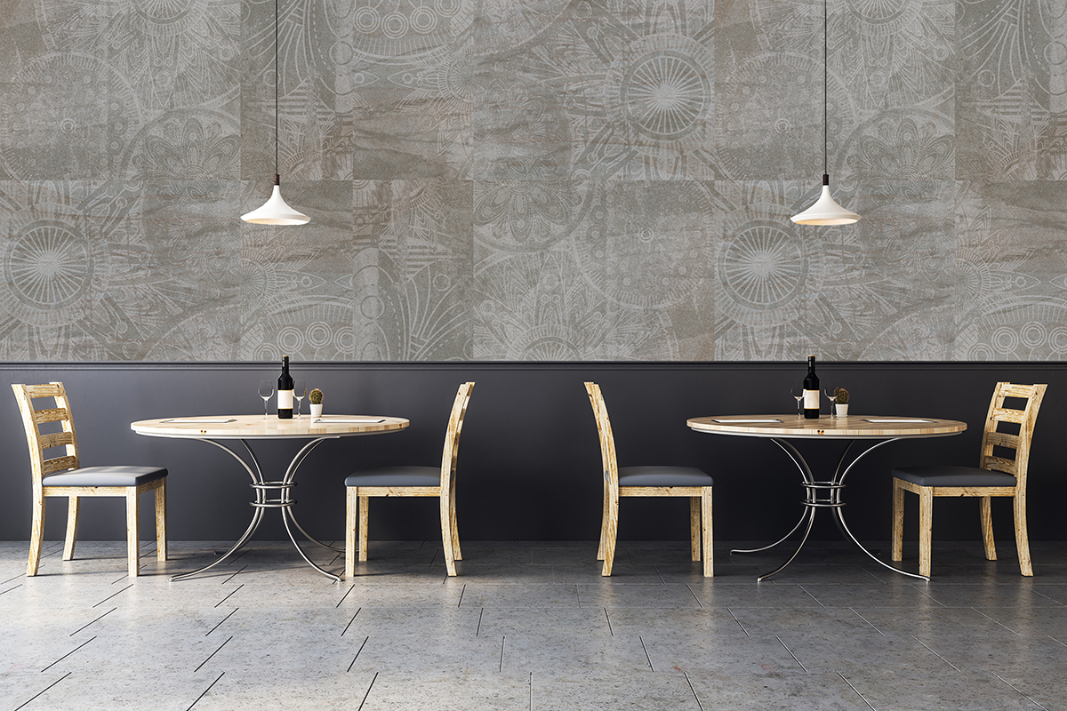 modern minimalist cafe digital glass printed wall
