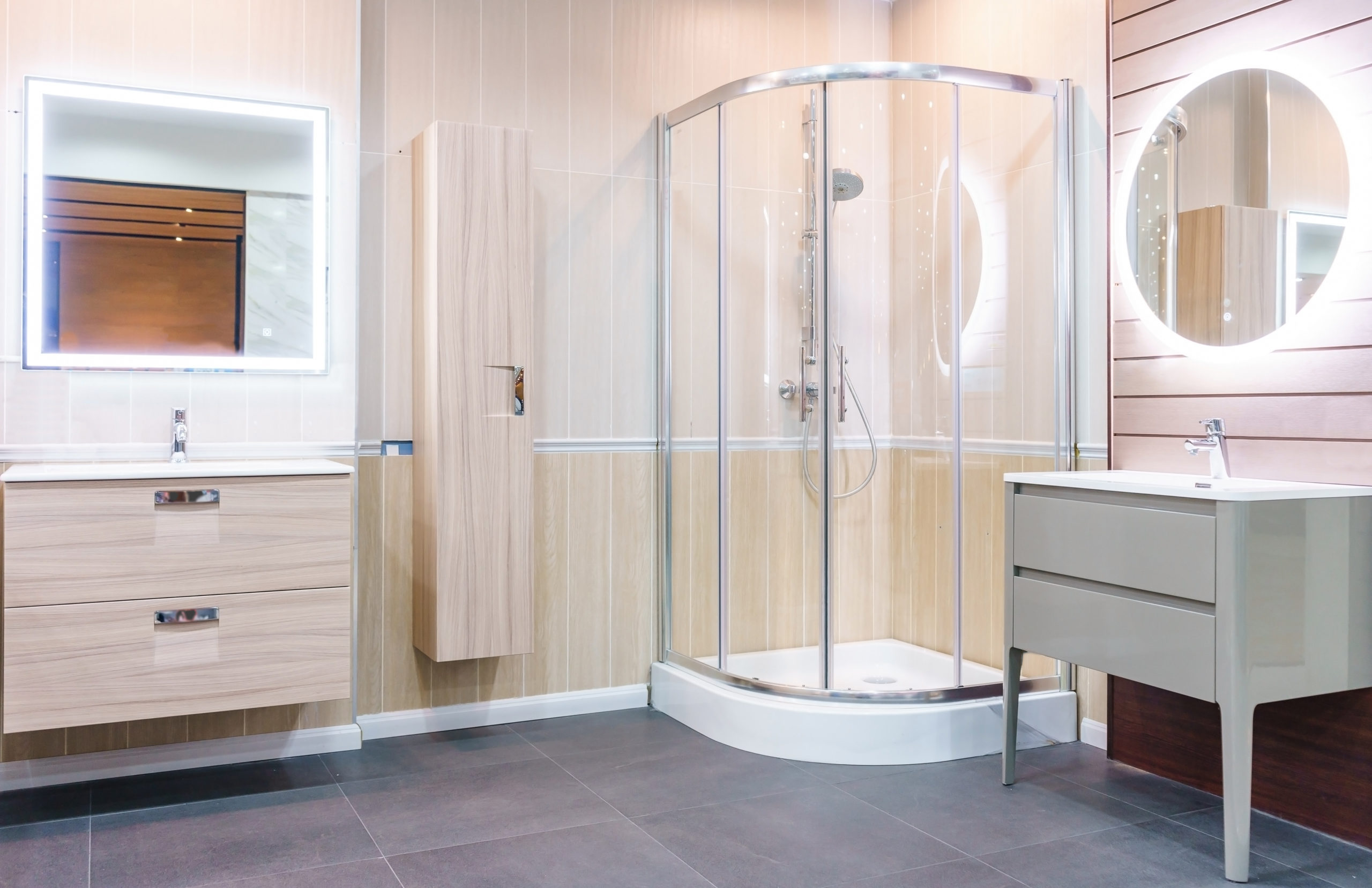 bent glass shower enclosure modern bath