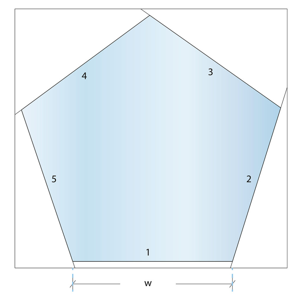 custom cut glass shape pentagon diagram