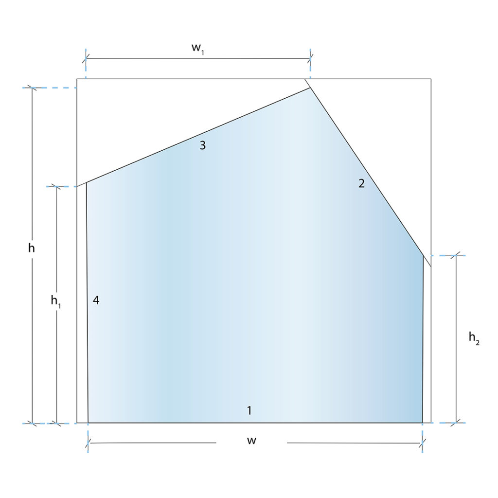 custom cut glass shape dog house diagram