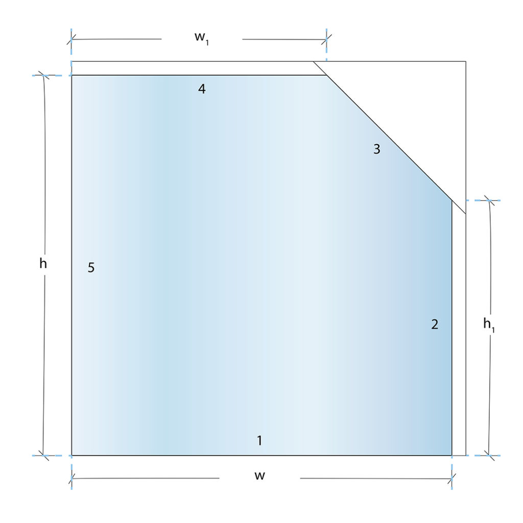 custom cut glass shape clipped corner diagram