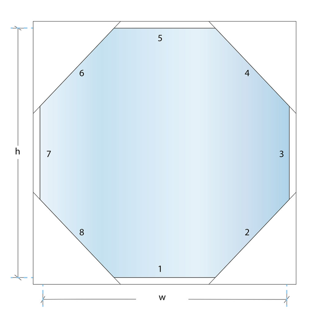 custom cut glass shape regular octagon diagram