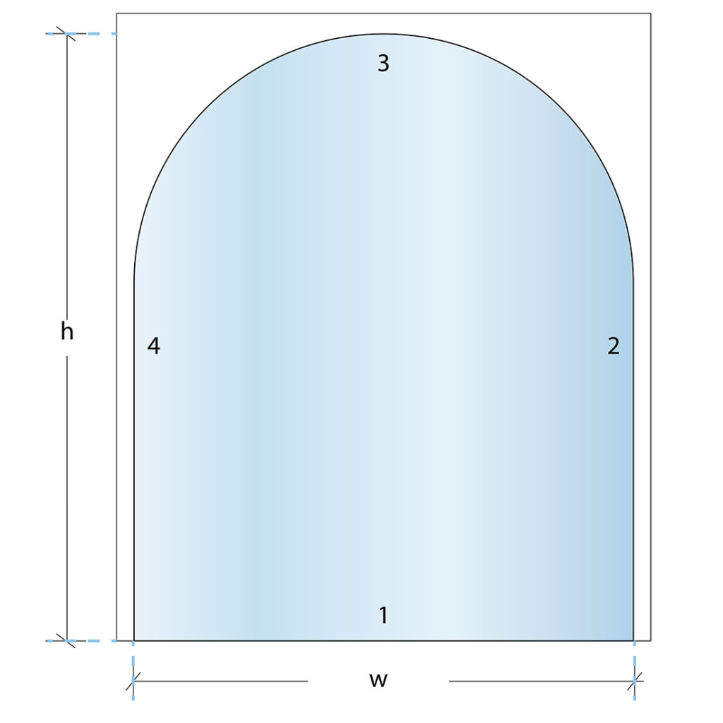 custom cut glass shape round top diagram