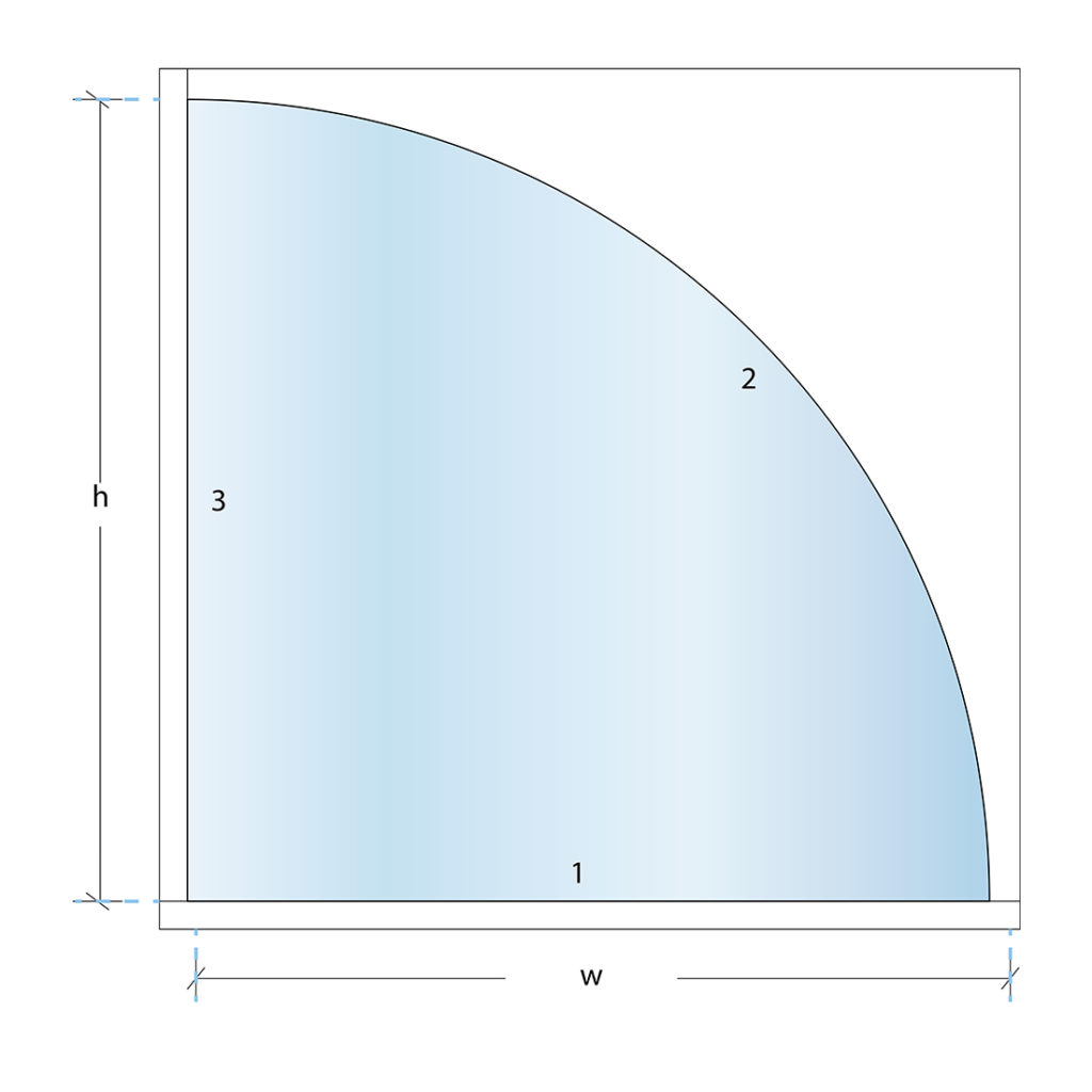 custom cut glass shape diagram quarter arch