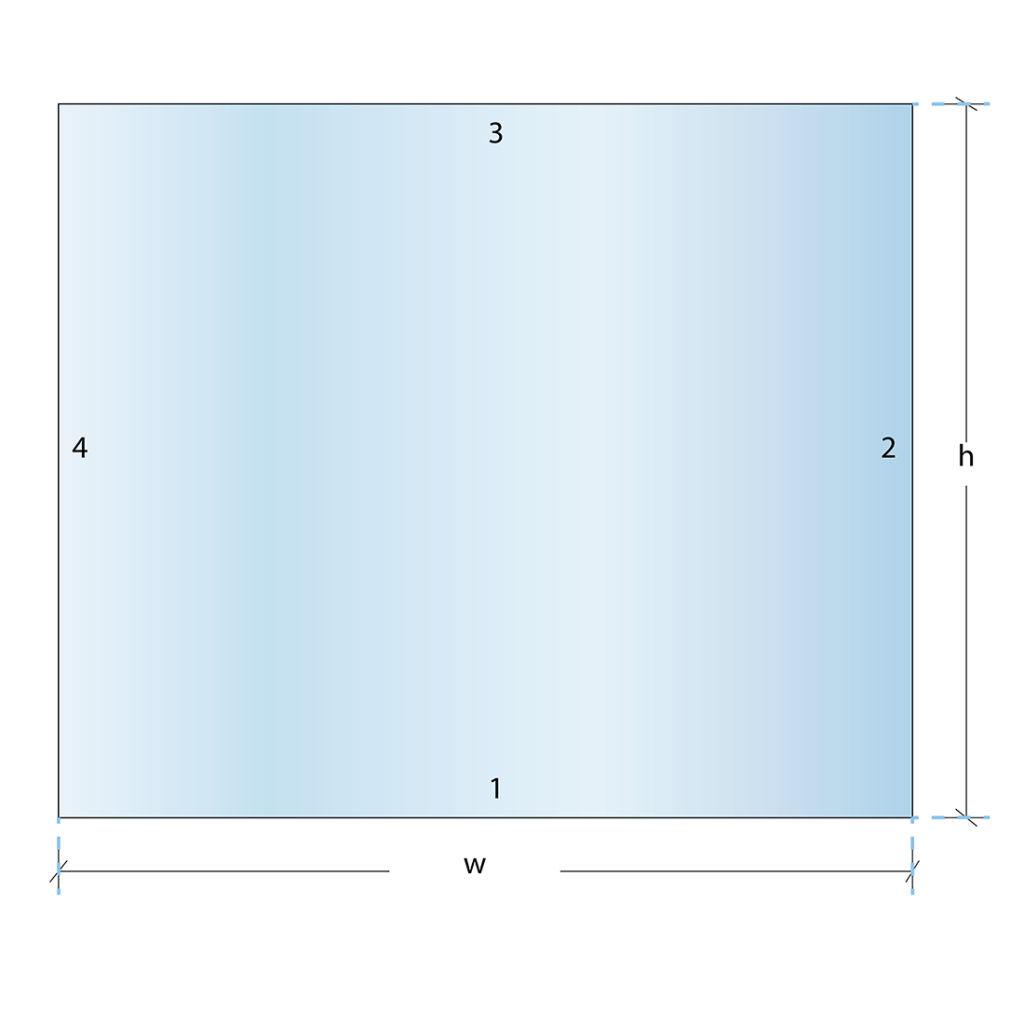 custom cut glass shape diagram rectangle