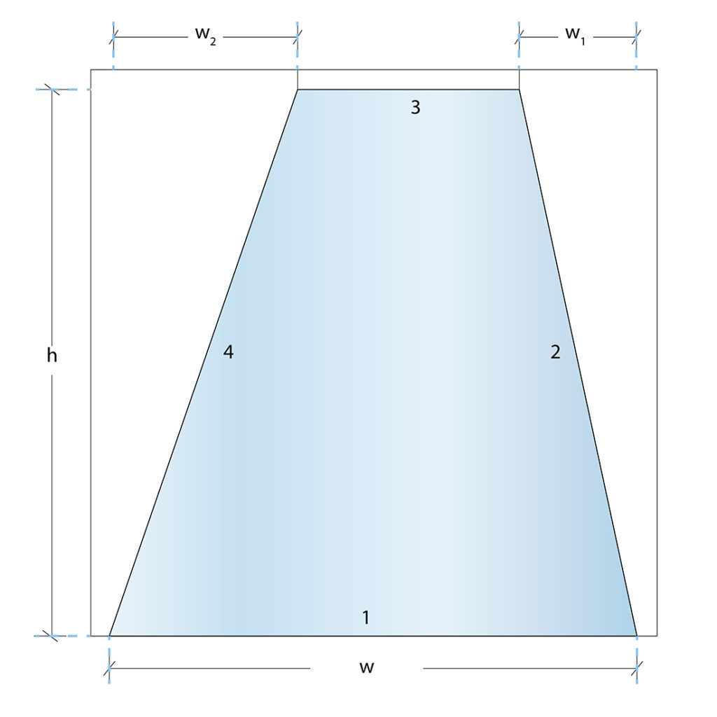 custom cut glass shape diagram acute trapezoid
