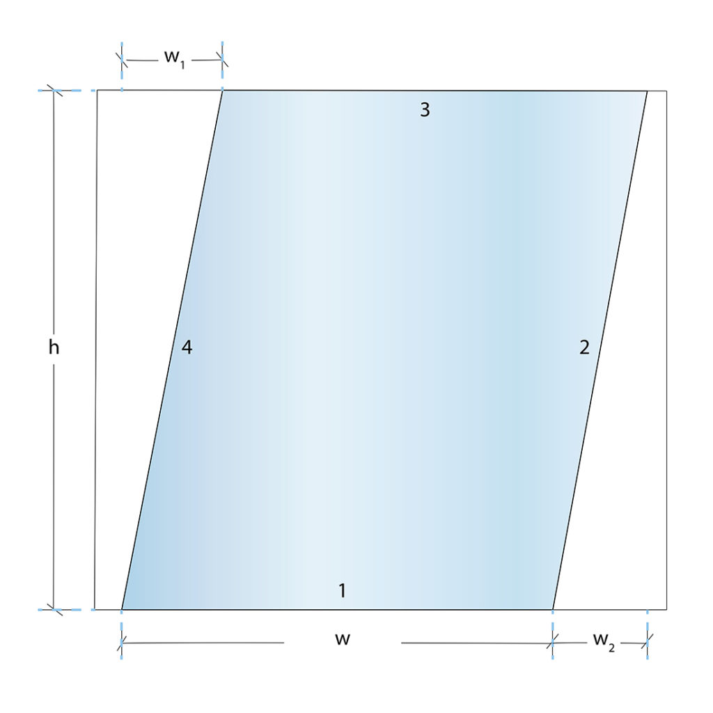 custom cut glass shape diagram obtuse trapezoid